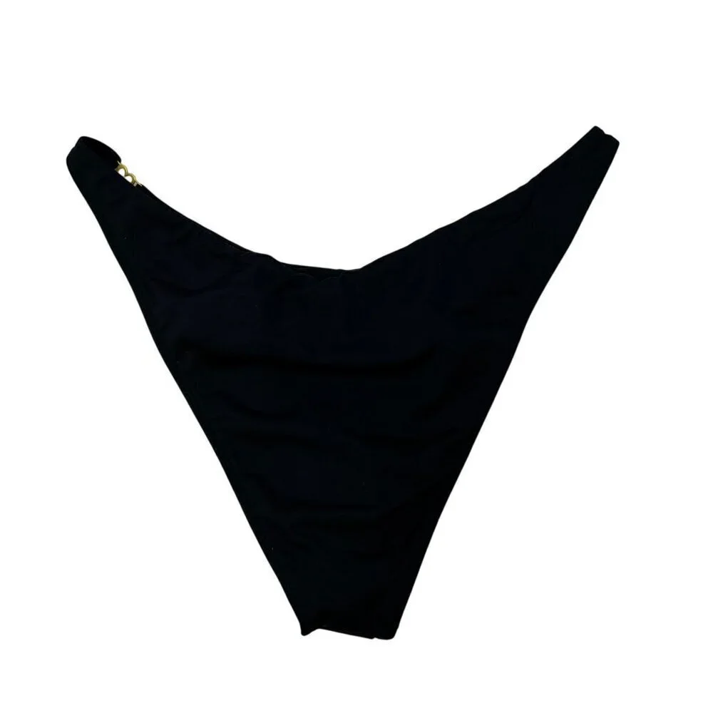 L*Space Women’s Ziggy Bikini Bottom Bitsy Cut Black Size XL New